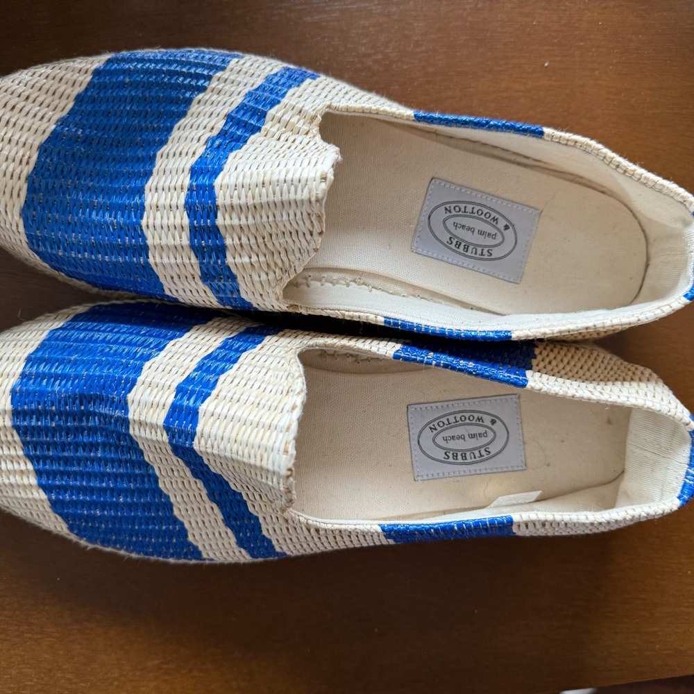 Stubbs & Wootton Blue and Cream Loafers